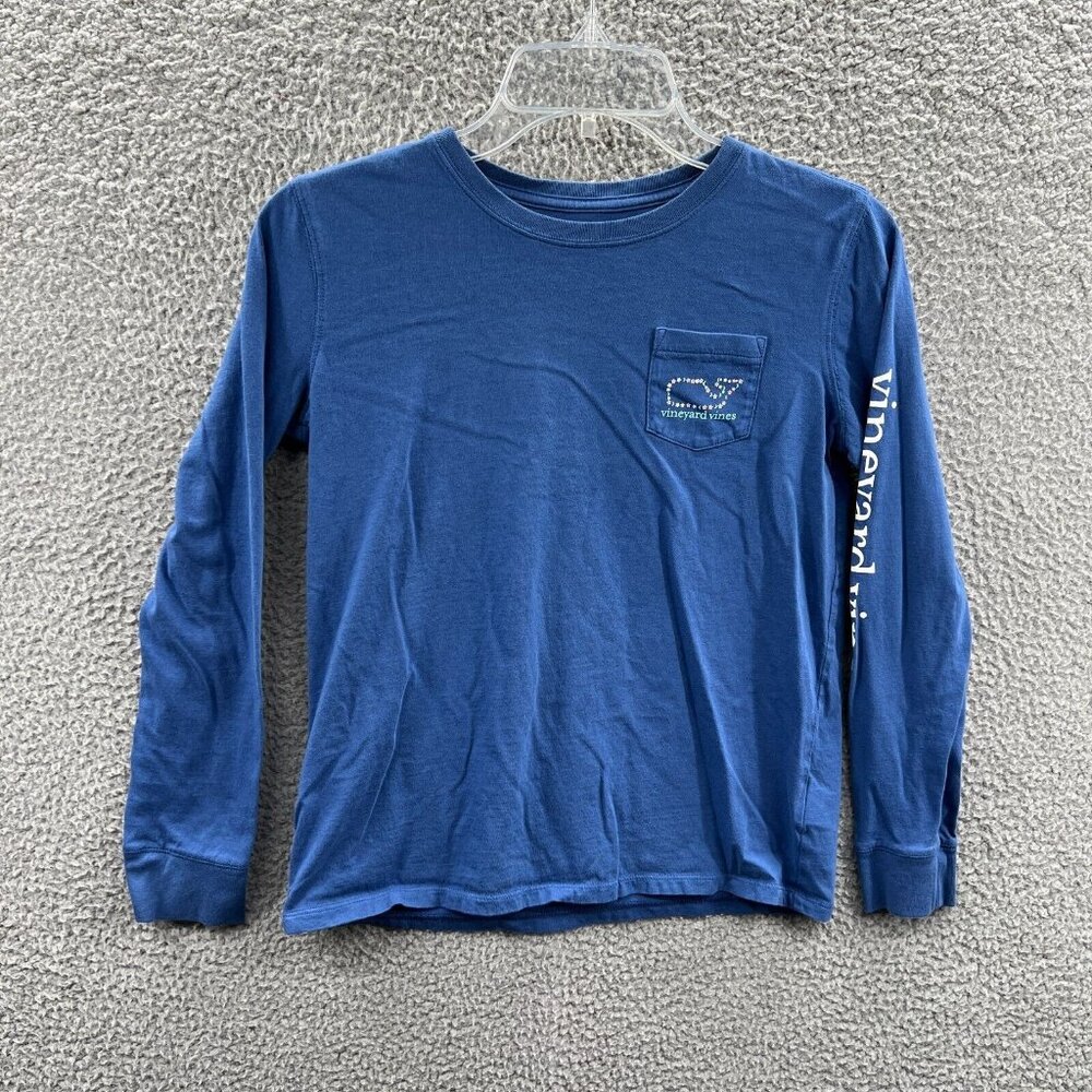 Vineyard Vines‎ Boys Shirt Large Blue 100% Cotton Whale Long Sleeve Pullover